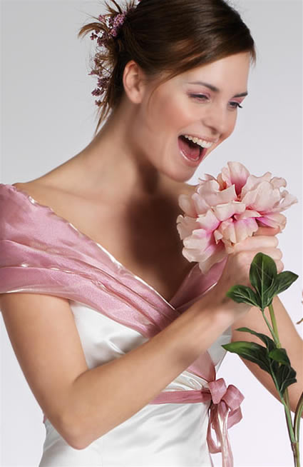 White wedding dresses, pink accents latest wedding trend, wedding fashion