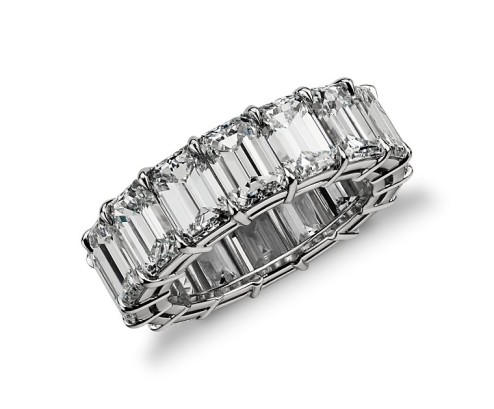 Beautiful Wedding Emerald Cut Diamond Eternity Ring platinum made